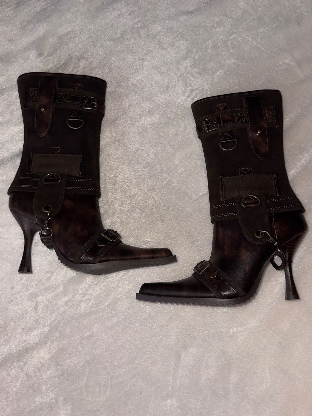 Dolls Kill EGO TWO PIECE HEELED BOOTS Darker Wavs